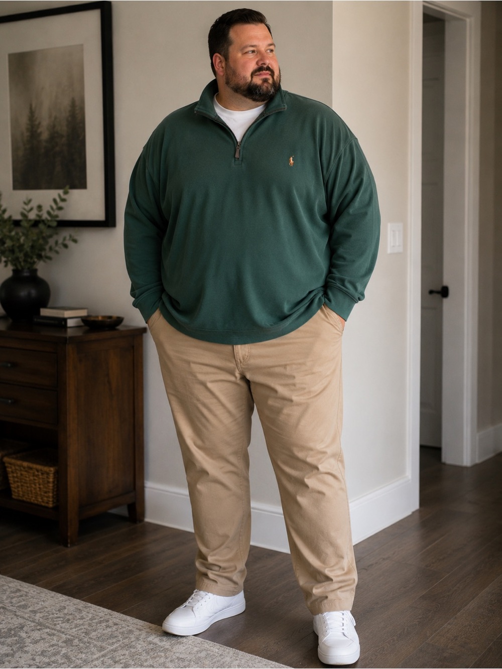 Polo Ralph Lauren Estate-Rib Quarter-Zip Green Pullover 4XL Tall